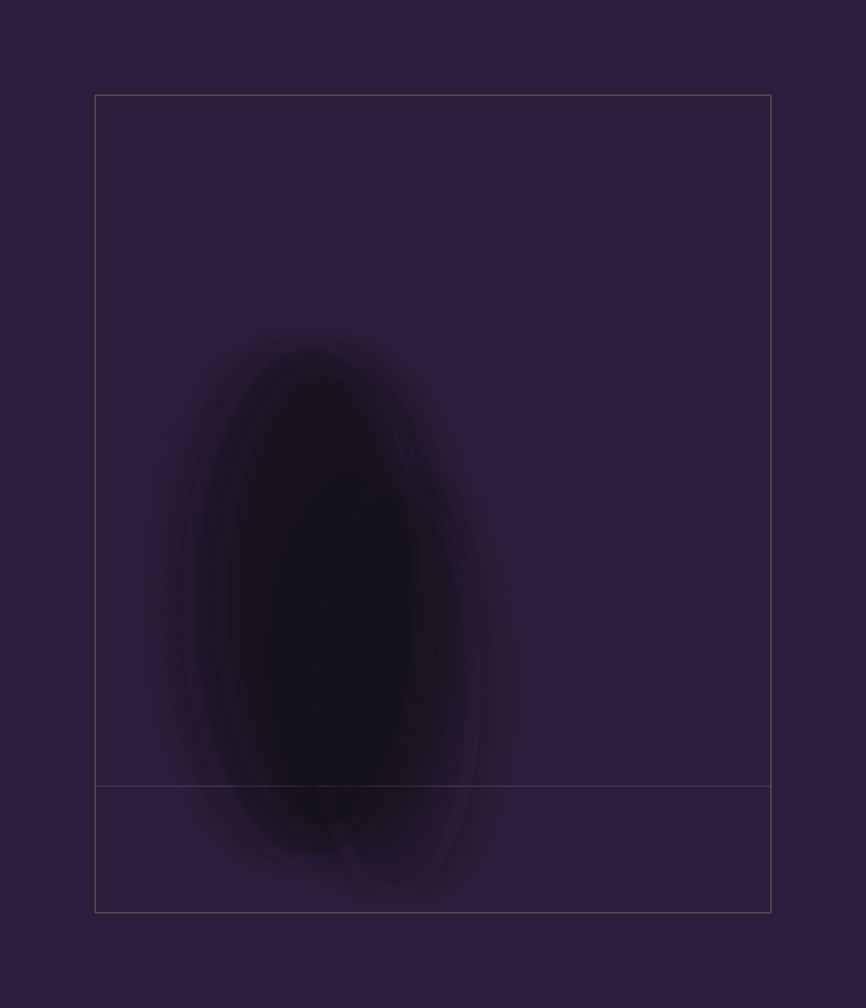 A small head, blurred as if turning, on a flat dioxazine violet ground with no surrounding structure.