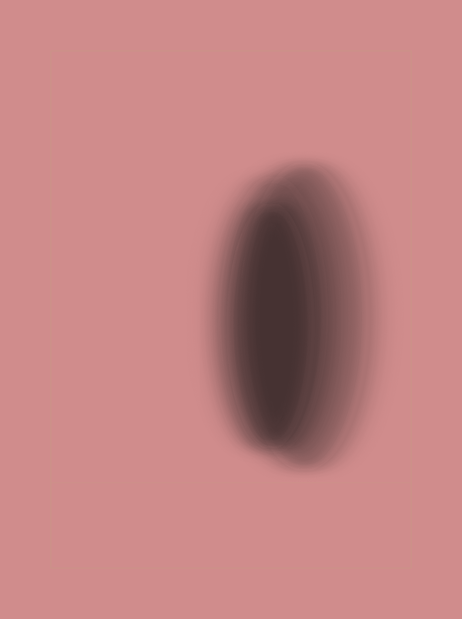 A seated figure on a flat, chalky bruised-pink ground, the weave of unprimed linen visible through the paint.