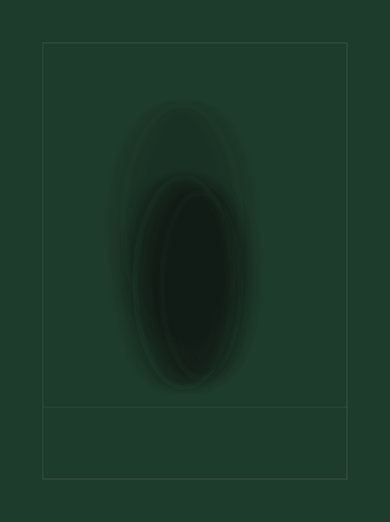 A figure in a doorway, blurred at the edges, against a flat chrome green ground.