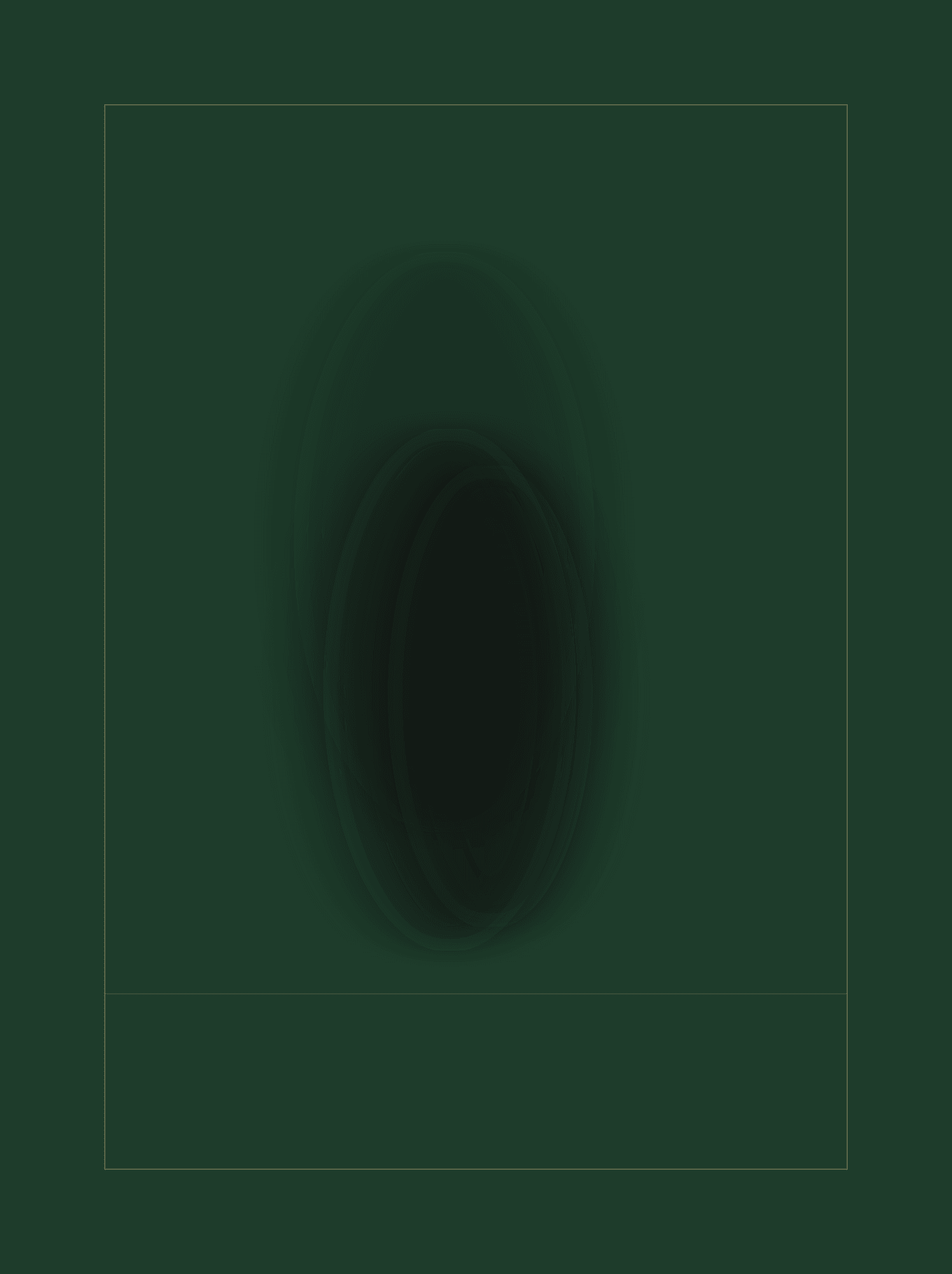A figure in a doorway, blurred at the edges, against a flat chrome green ground.